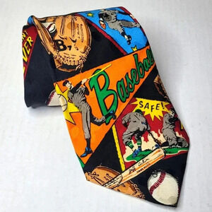 ROSSETTI Alk Star Baseball Comic Book Tie Men's Necktie Vintage